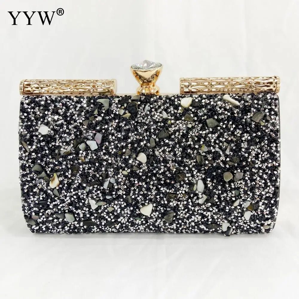 Jeweled Rhinestone Minaudière Clutch - Luzilly Bridal & Apparel
