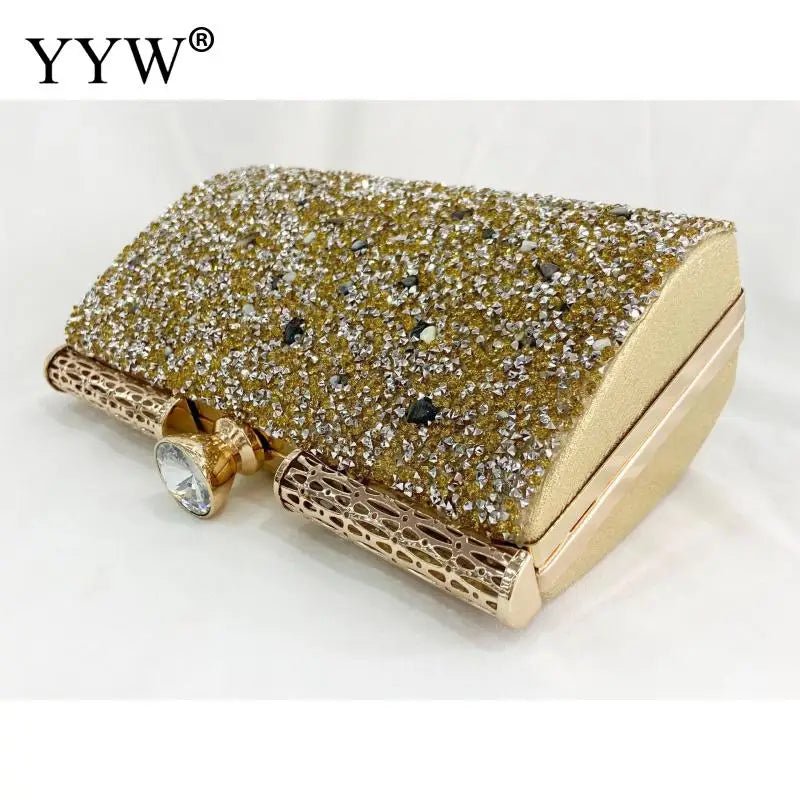 Jeweled Rhinestone Minaudière Clutch - Luzilly Bridal & Apparel