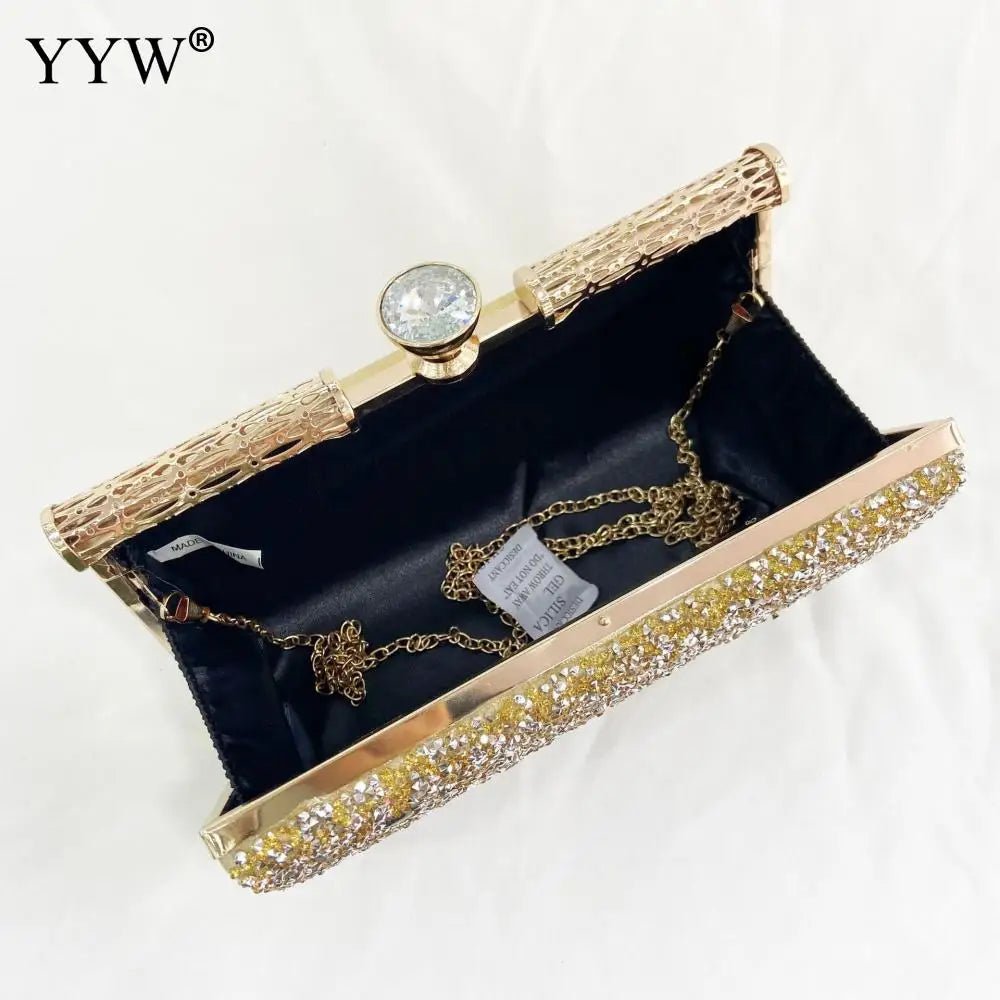 Jeweled Rhinestone Minaudière Clutch - Luzilly Bridal & Apparel