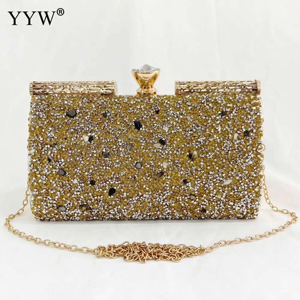 Jeweled Rhinestone Minaudière Clutch - Luzilly Bridal & Apparel