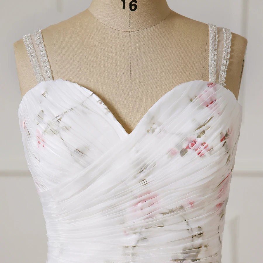 Jiayigong Floral Print Wedding Dress Plus Size Customized Sweetheart Pleats Beading Sequins Robe Mariee Flower Dresses - Luzilly Bridal & Apparel