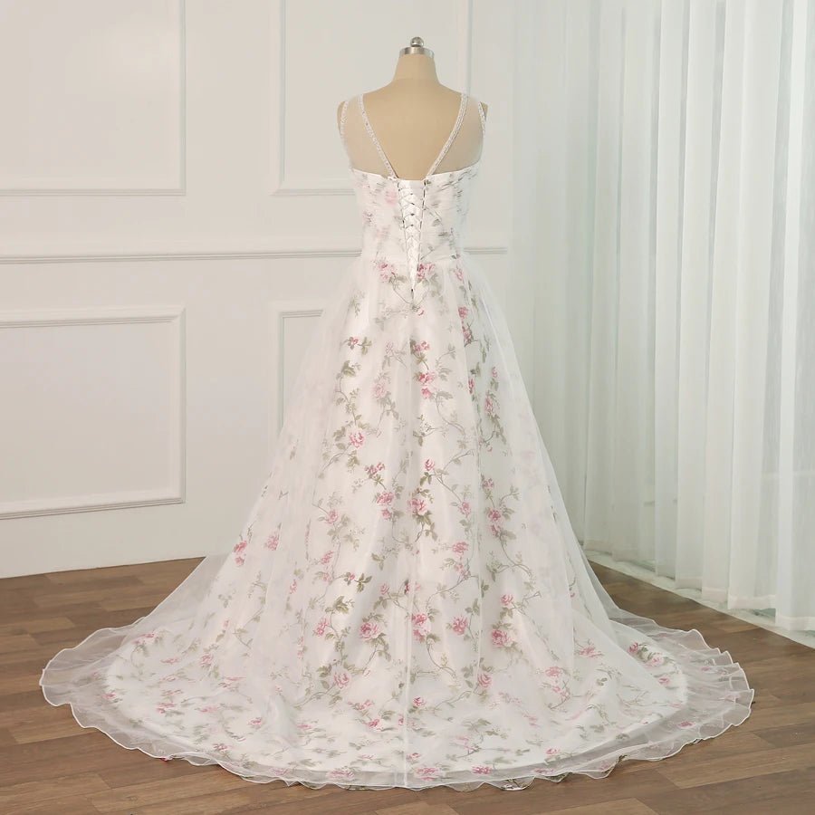 Jiayigong Floral Print Wedding Dress Plus Size Customized Sweetheart Pleats Beading Sequins Robe Mariee Flower Dresses - Luzilly Bridal & Apparel