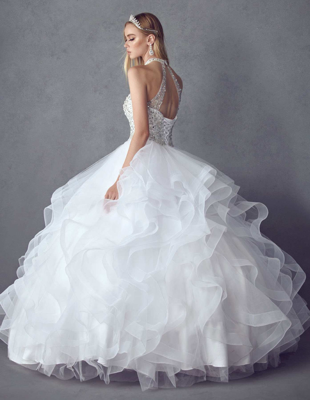 Juliet 1420 Crystal Beading Layered Tulle Skirt Quinceanera Dress - Luzilly Bridal & Apparel