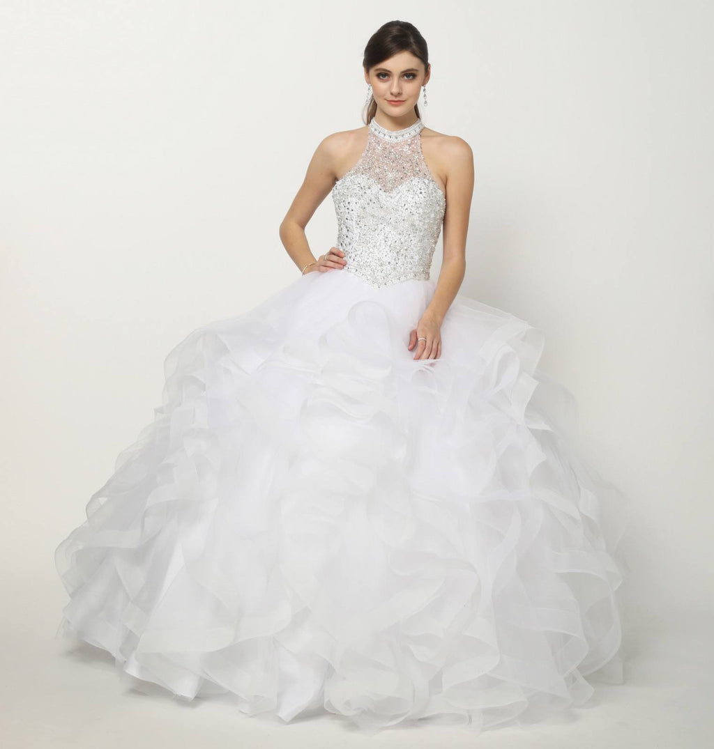 Juliet 1420 Crystal Beading Layered Tulle Skirt Quinceanera Dress - Luzilly Bridal & Apparel
