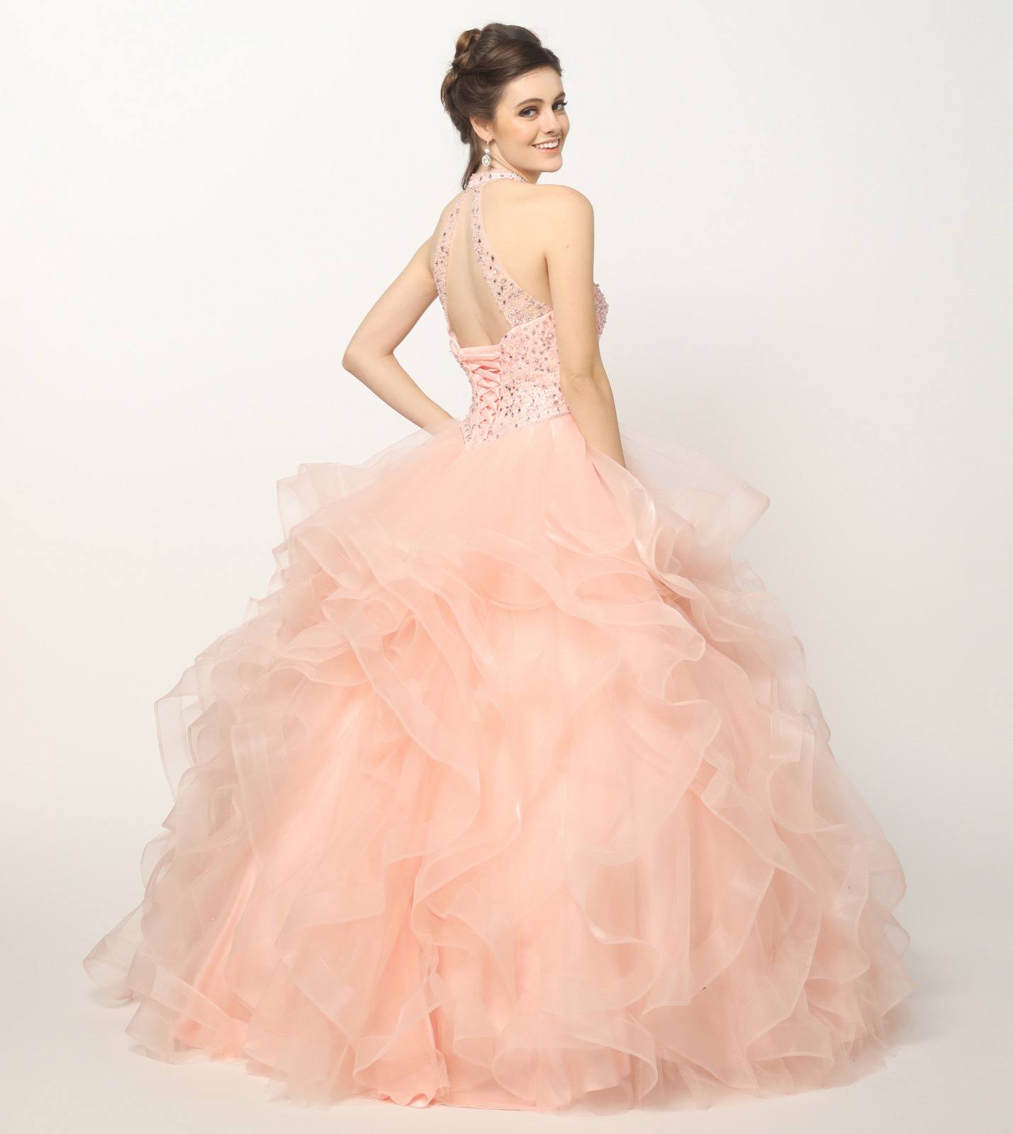 Juliet 1420 Crystal Beading Layered Tulle Skirt Quinceanera Dress - Luzilly Bridal & Apparel