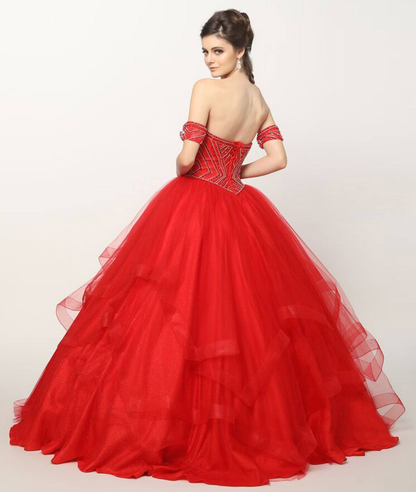 Juliet 1424 Quinceanera Ball Gown Tulle Skirt Arm Bands Beaded Bodice - Luzilly Bridal & Apparel