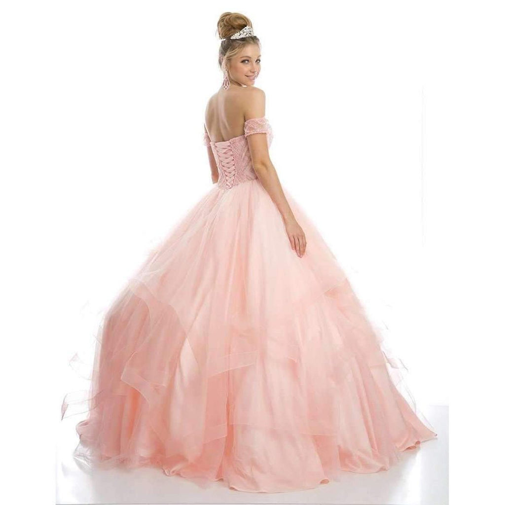 Juliet 1424 Quinceanera Ball Gown Tulle Skirt Arm Bands Beaded Bodice - Luzilly Bridal & Apparel