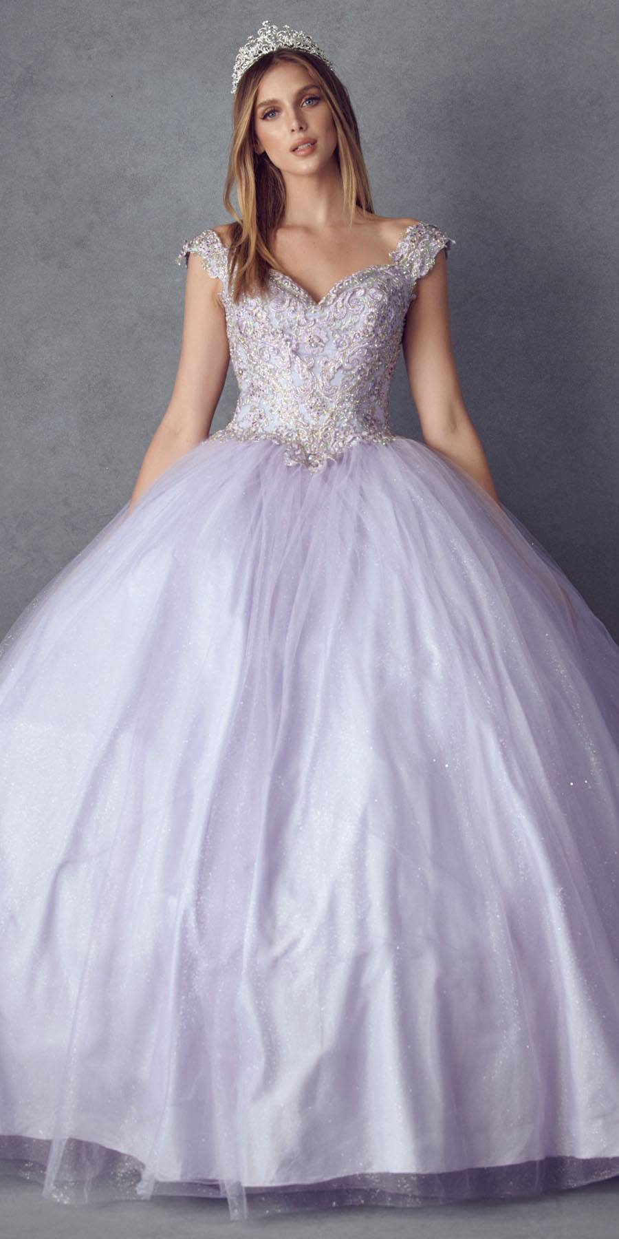 Juliet 1430 Dress Quinceanera Ball Gown Embroidered Applique Glitter Tulle - Luzilly Bridal & Apparel