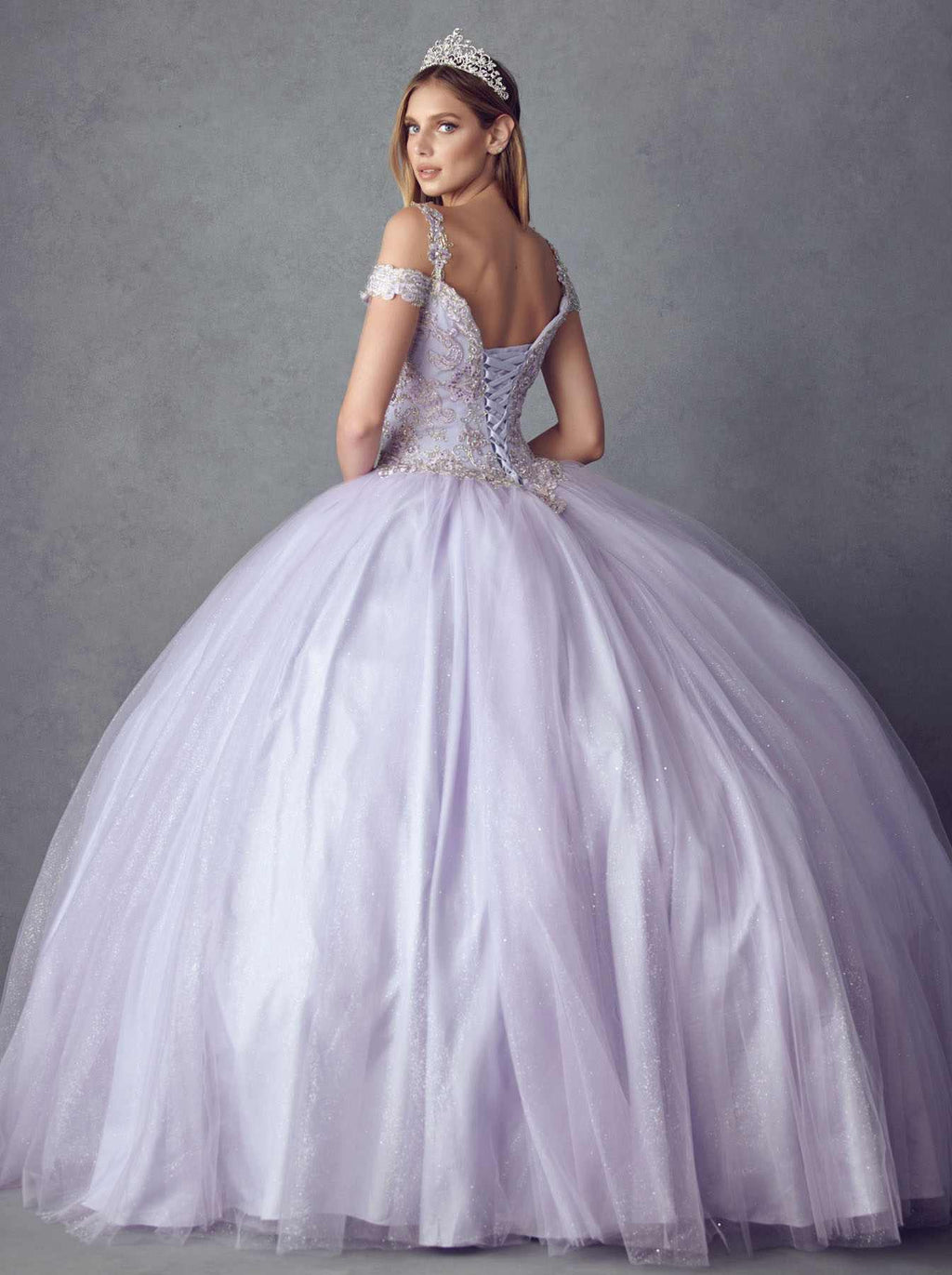 Juliet 1430 Dress Quinceanera Ball Gown Embroidered Applique Glitter Tulle - Luzilly Bridal & Apparel