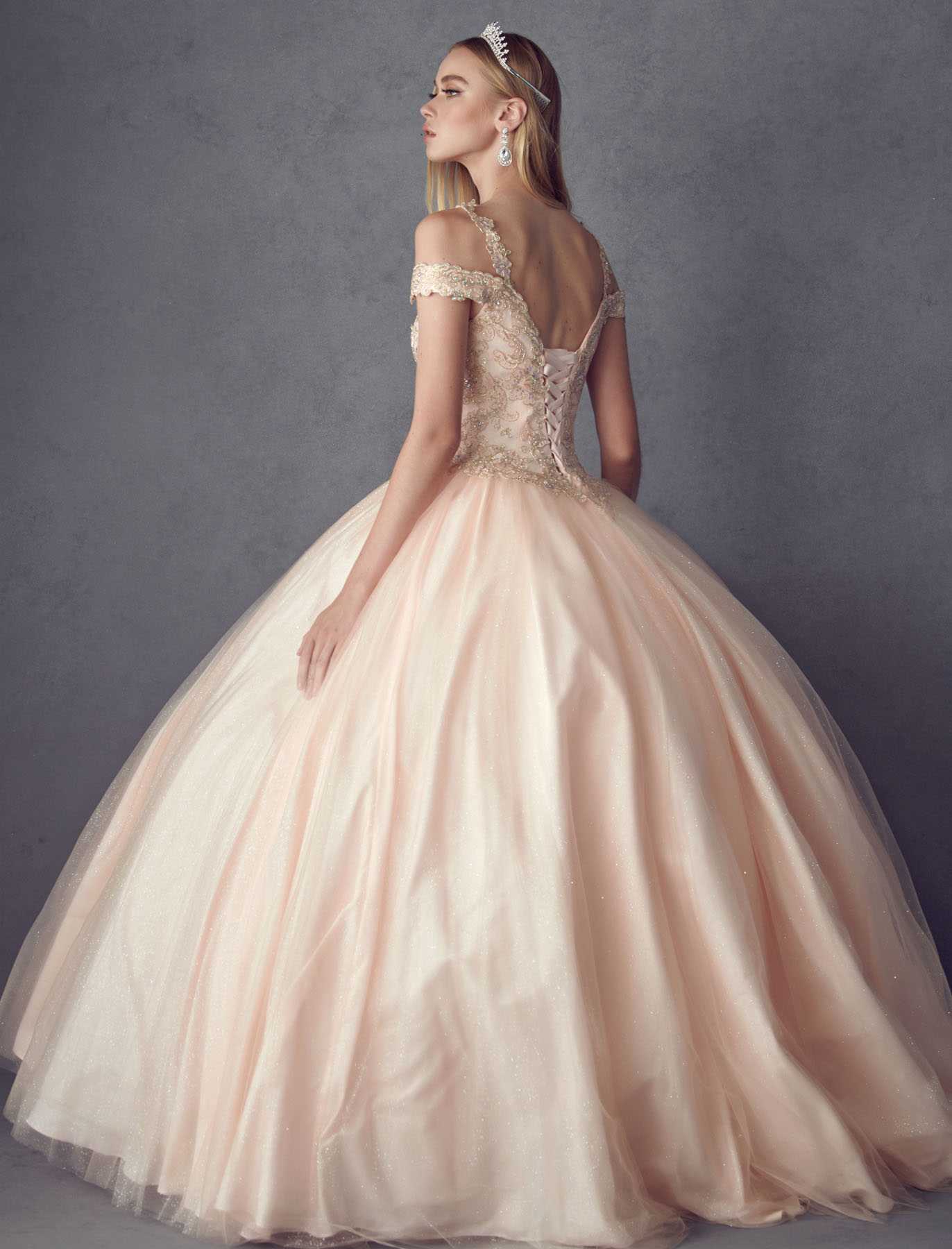 Juliet 1430 Dress Quinceanera Ball Gown Embroidered Applique Glitter Tulle - Luzilly Bridal & Apparel