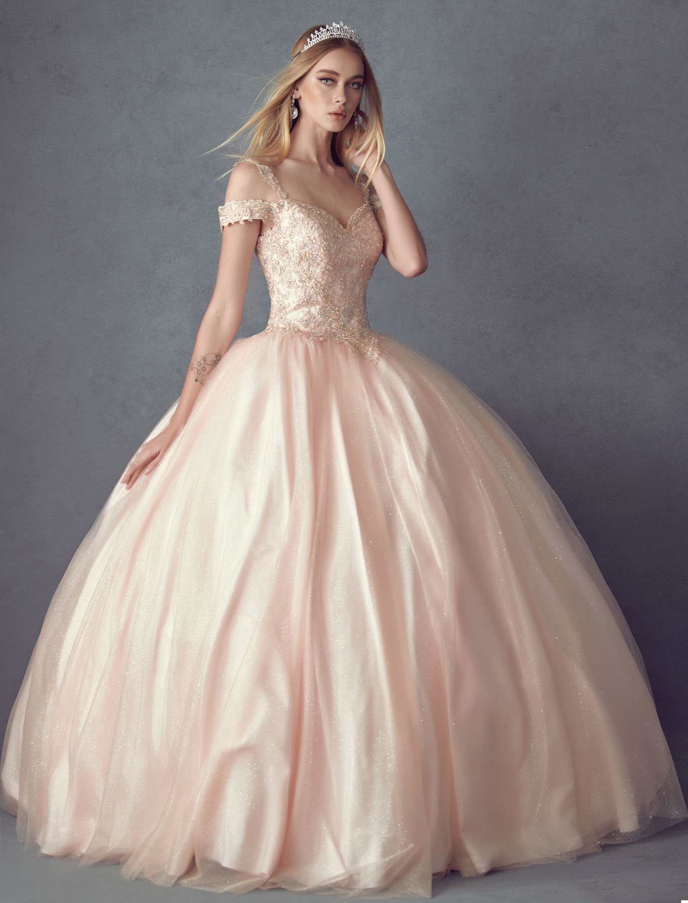 Juliet 1430 Dress Quinceanera Ball Gown Embroidered Applique Glitter Tulle - Luzilly Bridal & Apparel