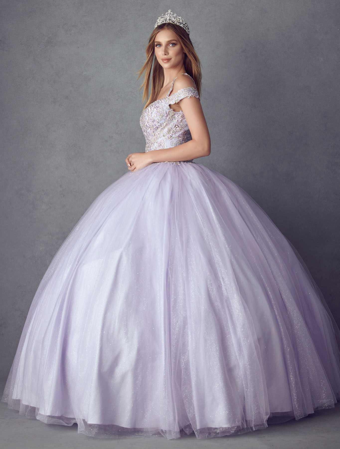 Juliet 1430 Dress Quinceanera Ball Gown Embroidered Applique Glitter Tulle - Luzilly Bridal & Apparel
