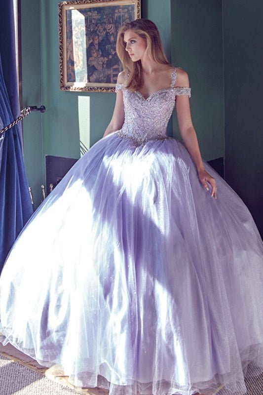 Juliet 1430 Dress Quinceanera Ball Gown Embroidered Applique Glitter Tulle - Luzilly Bridal & Apparel