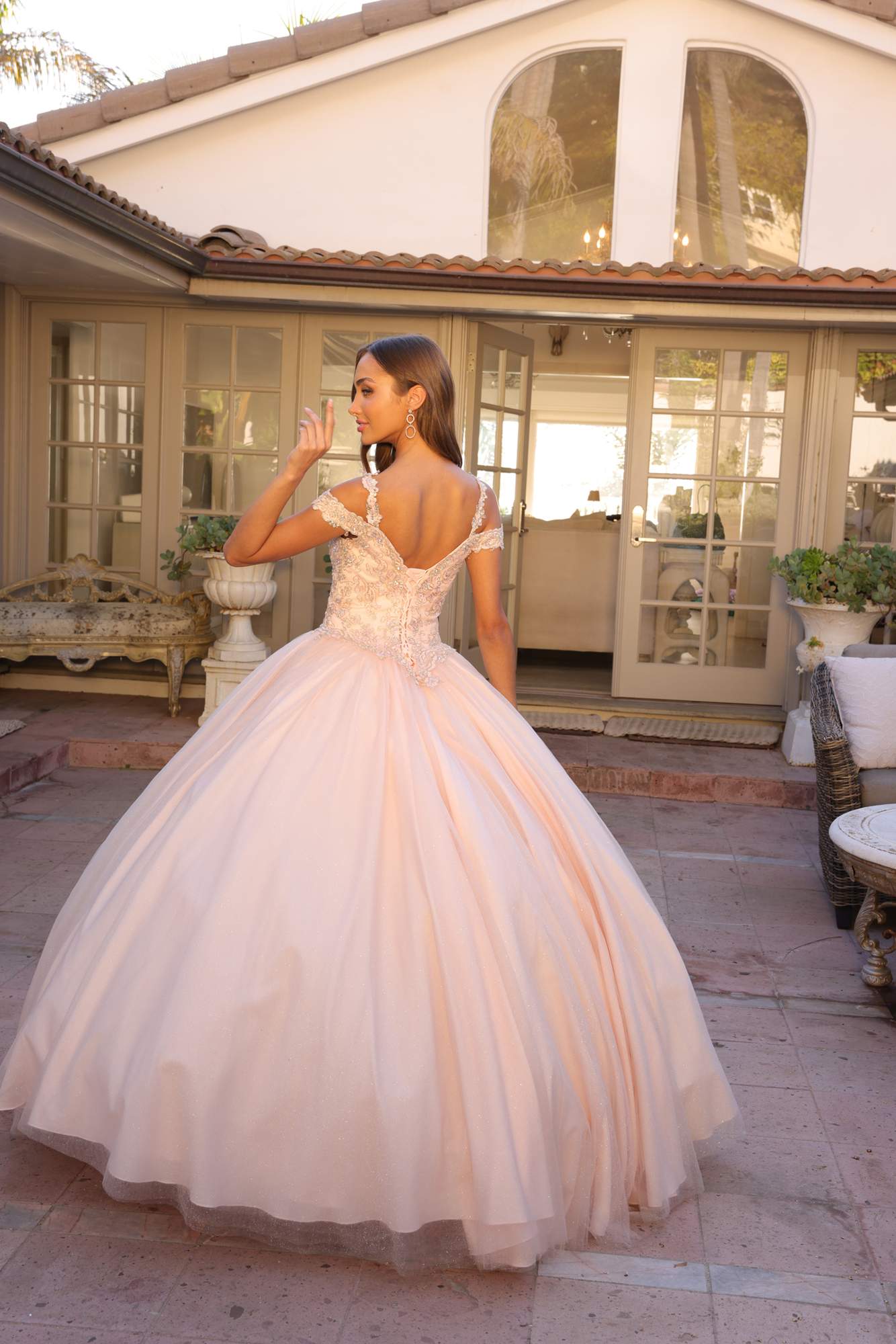 Juliet 1430 Dress Quinceanera Ball Gown Embroidered Applique Glitter Tulle - Luzilly Bridal & Apparel