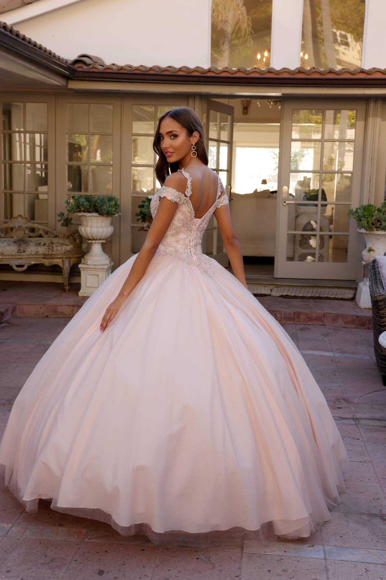 Juliet 1430 Dress Quinceanera Ball Gown Embroidered Applique Glitter Tulle - Luzilly Bridal & Apparel