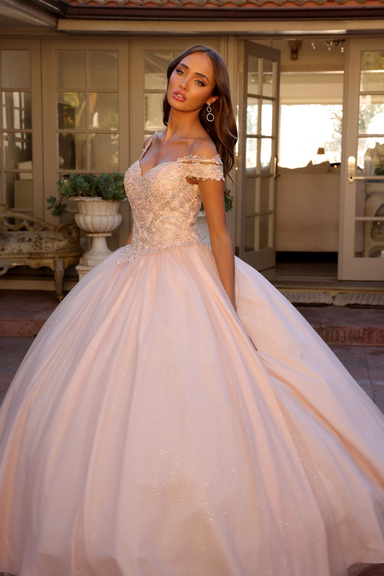 Juliet 1430 Dress Quinceanera Ball Gown Embroidered Applique Glitter Tulle - Luzilly Bridal & Apparel