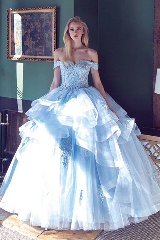 Juliet 1432 Dress Quinceanera Ball Gown Metallic Embroidery Glitter Tulle - Luzilly Bridal & Apparel
