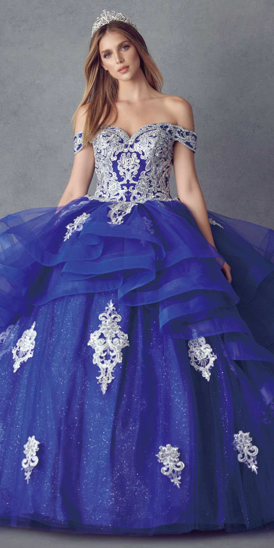 Juliet 1432 Dress Quinceanera Ball Gown Metallic Embroidery Glitter Tulle - Luzilly Bridal & Apparel