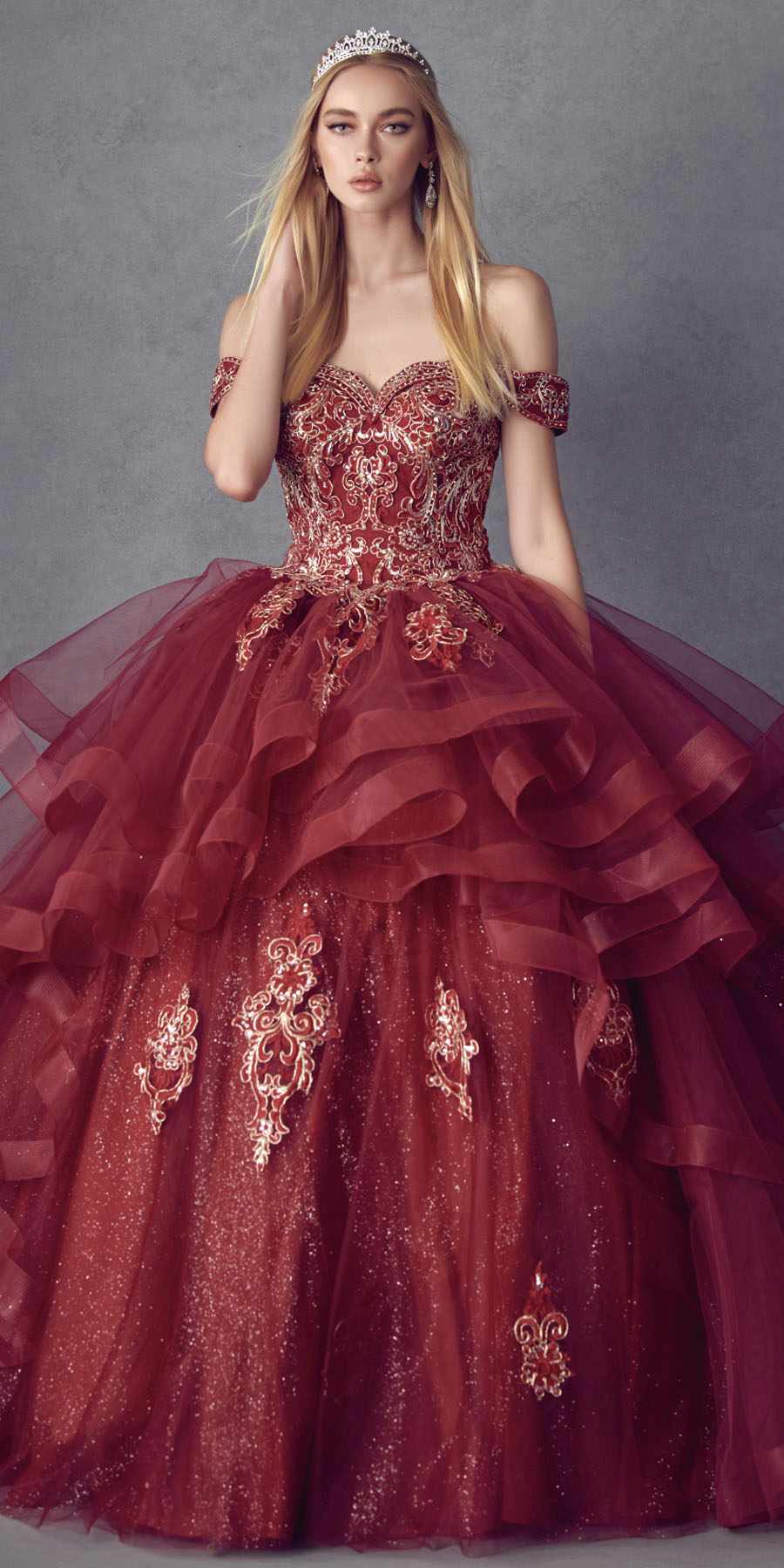 Juliet 1432 Dress Quinceanera Ball Gown Metallic Embroidery Glitter Tulle - Luzilly Bridal & Apparel