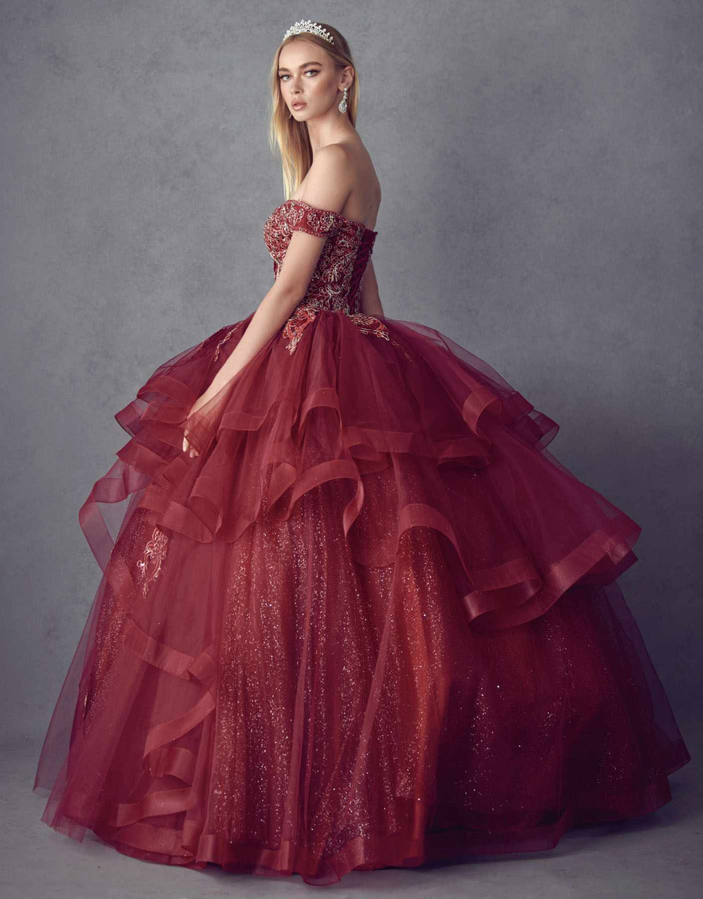 Juliet 1432 Dress Quinceanera Ball Gown Metallic Embroidery Glitter Tulle - Luzilly Bridal & Apparel