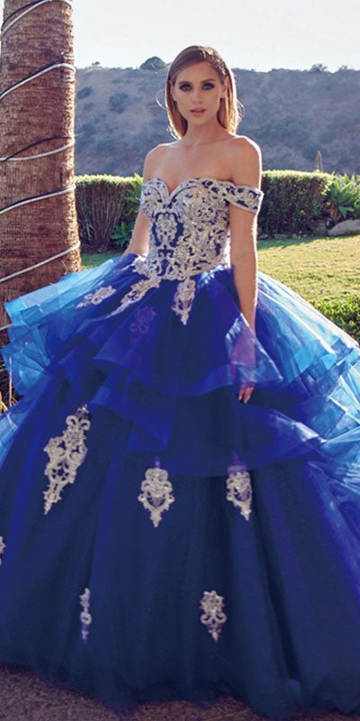 Juliet 1432 Dress Quinceanera Ball Gown Metallic Embroidery Glitter Tulle - Luzilly Bridal & Apparel