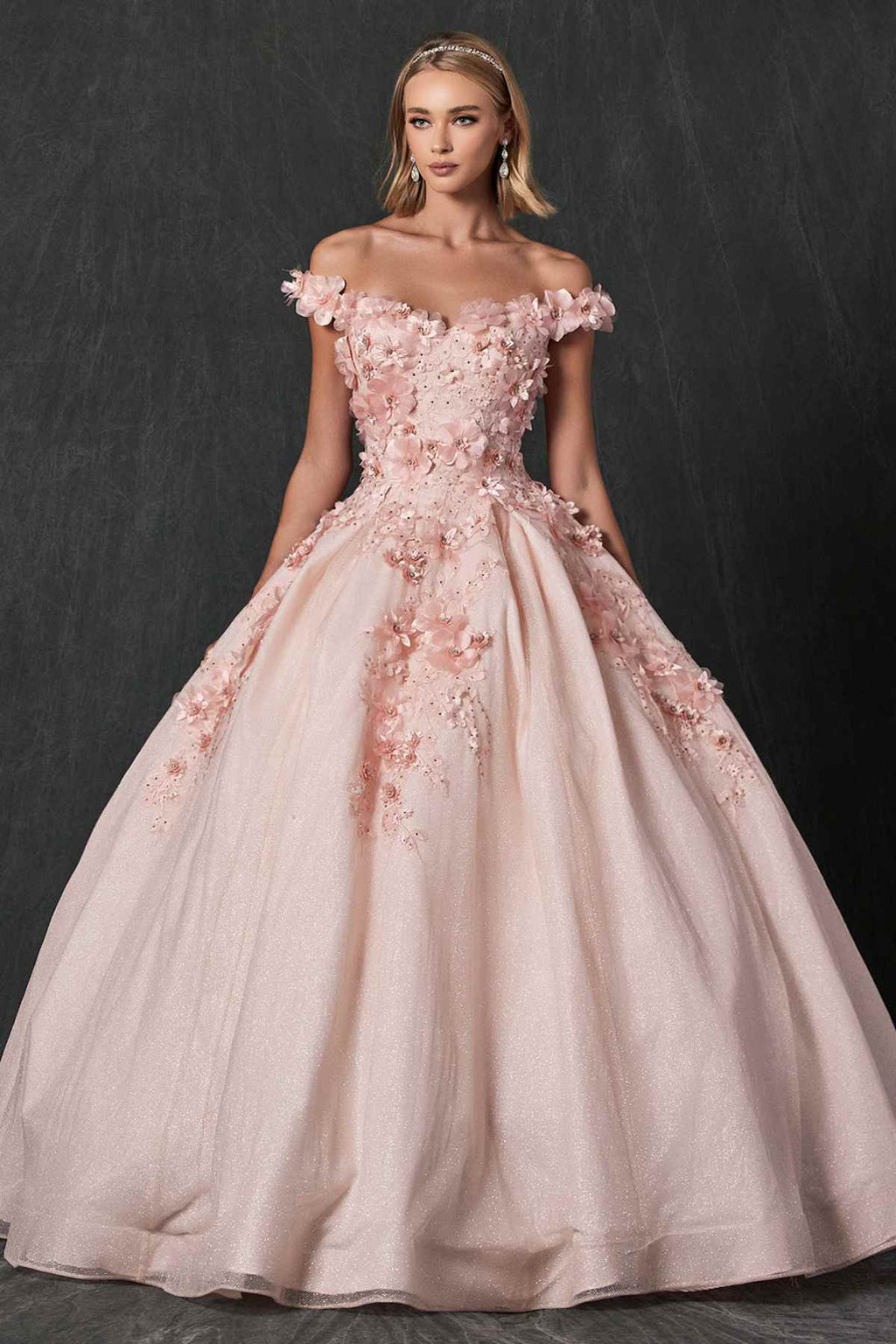 Juliet 1433 Dress Quinceanera Ball Gown 3D Floral Embroidered - Luzilly Bridal & Apparel