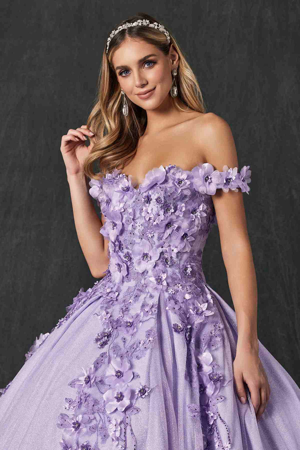 Juliet 1433 Dress Quinceanera Ball Gown 3D Floral Embroidered - Luzilly Bridal & Apparel