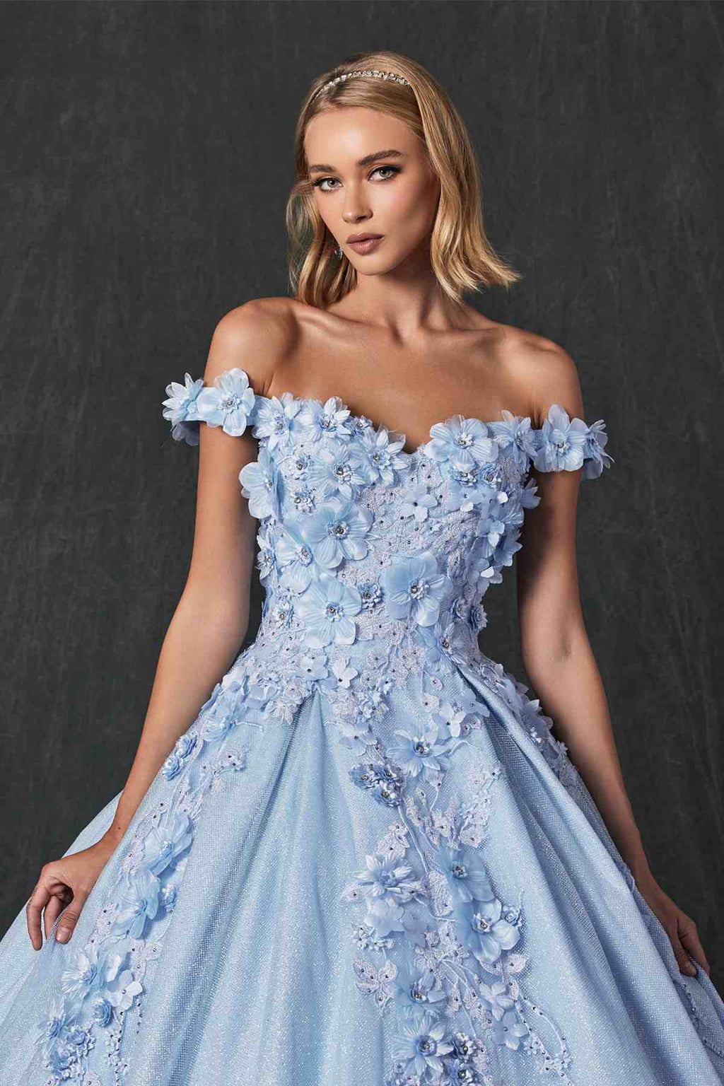 Juliet 1433 Dress Quinceanera Ball Gown 3D Floral Embroidered - Luzilly Bridal & Apparel