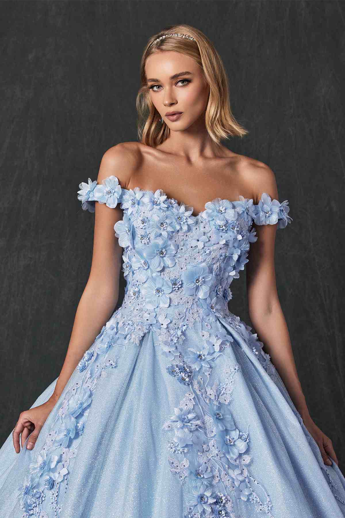 Juliet 1433 Dress Quinceanera Ball Gown 3D Floral Embroidered - Luzilly Bridal & Apparel