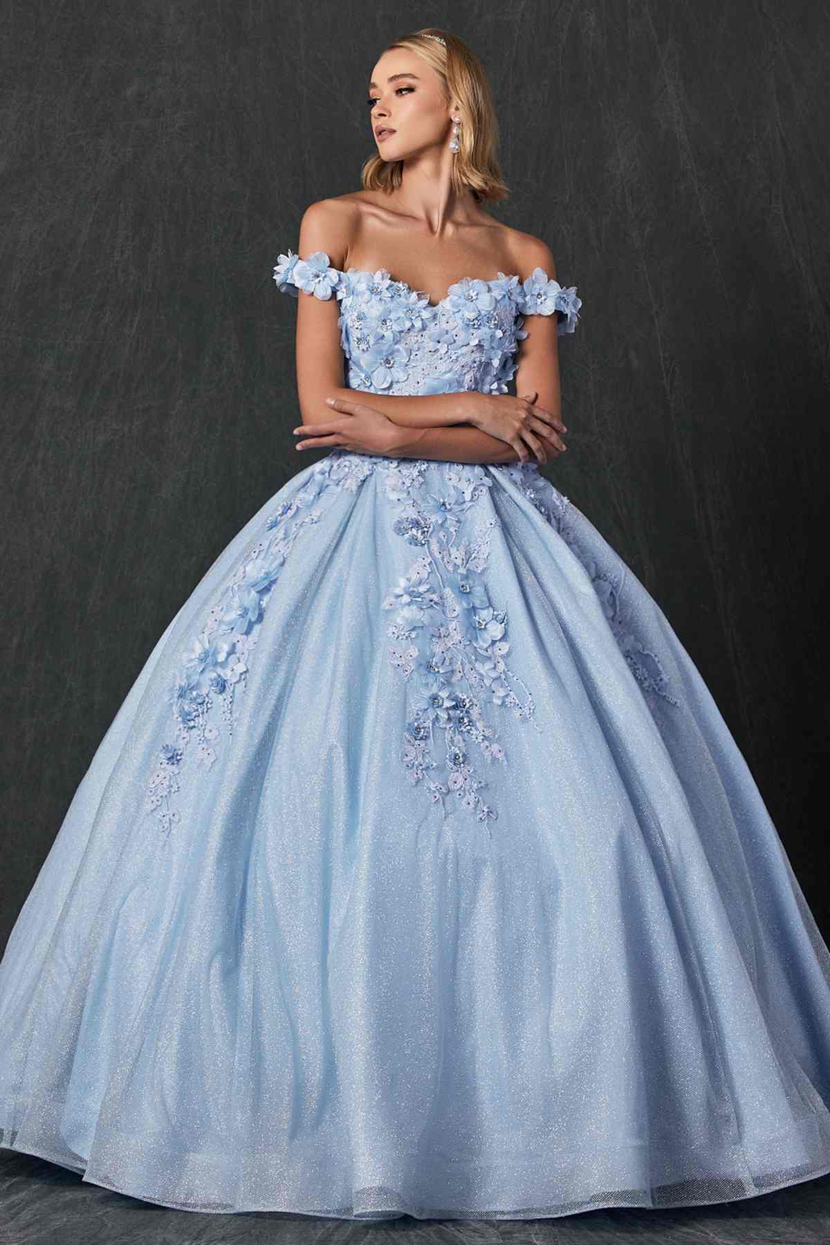 Juliet 1433 Dress Quinceanera Ball Gown 3D Floral Embroidered - Luzilly Bridal & Apparel
