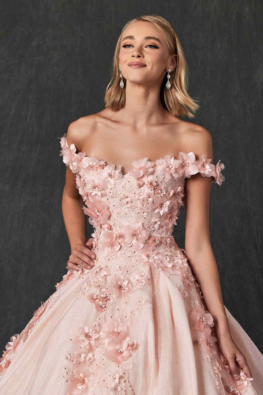 Juliet 1433 Dress Quinceanera Ball Gown 3D Floral Embroidered - Luzilly Bridal & Apparel