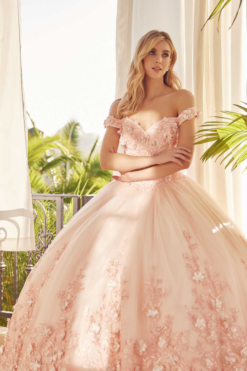 Juliet 1434 Dress Quinceanera Ball Gown 3D Floral Embroidered - Luzilly Bridal & Apparel