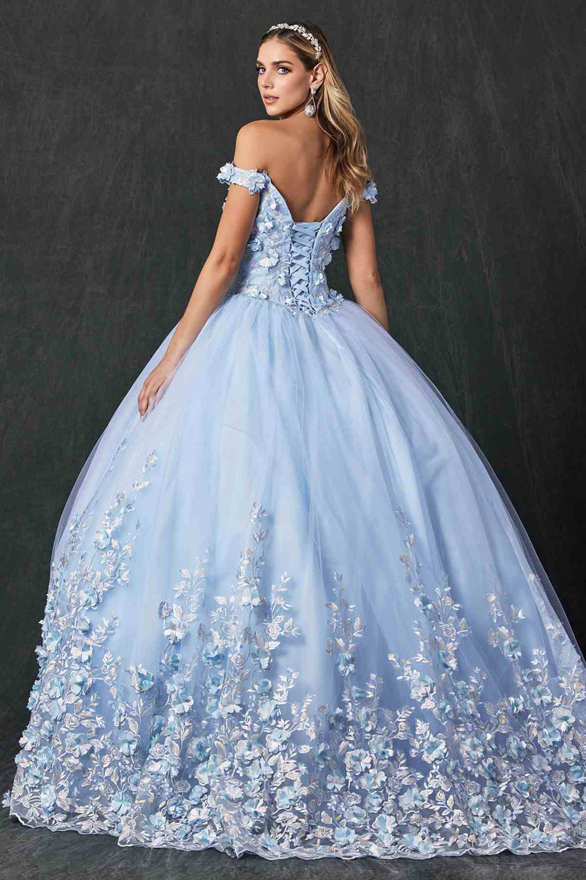 Juliet 1434 Dress Quinceanera Ball Gown 3D Floral Embroidered - Luzilly Bridal & Apparel