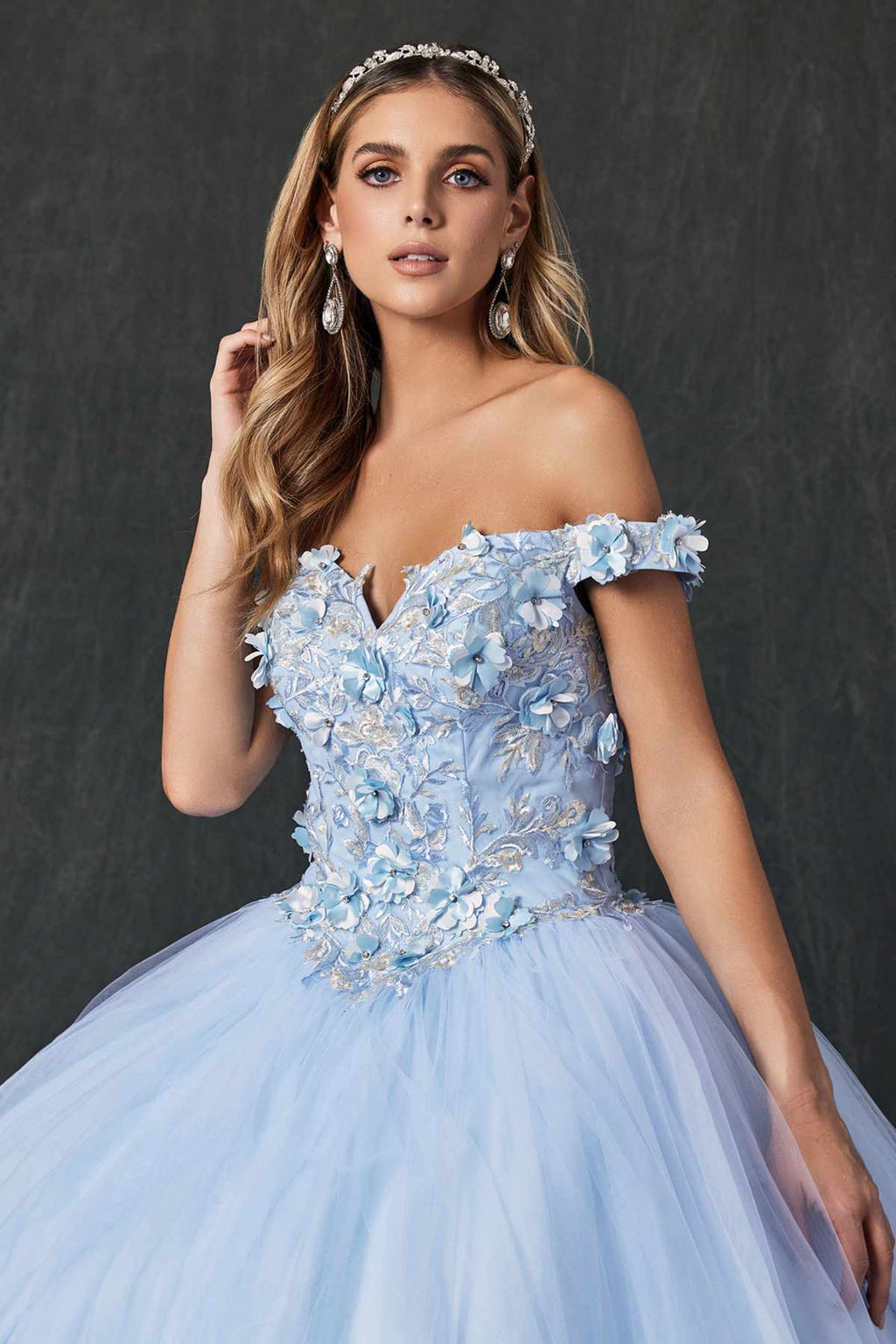 Juliet 1434 Dress Quinceanera Ball Gown 3D Floral Embroidered - Luzilly Bridal & Apparel