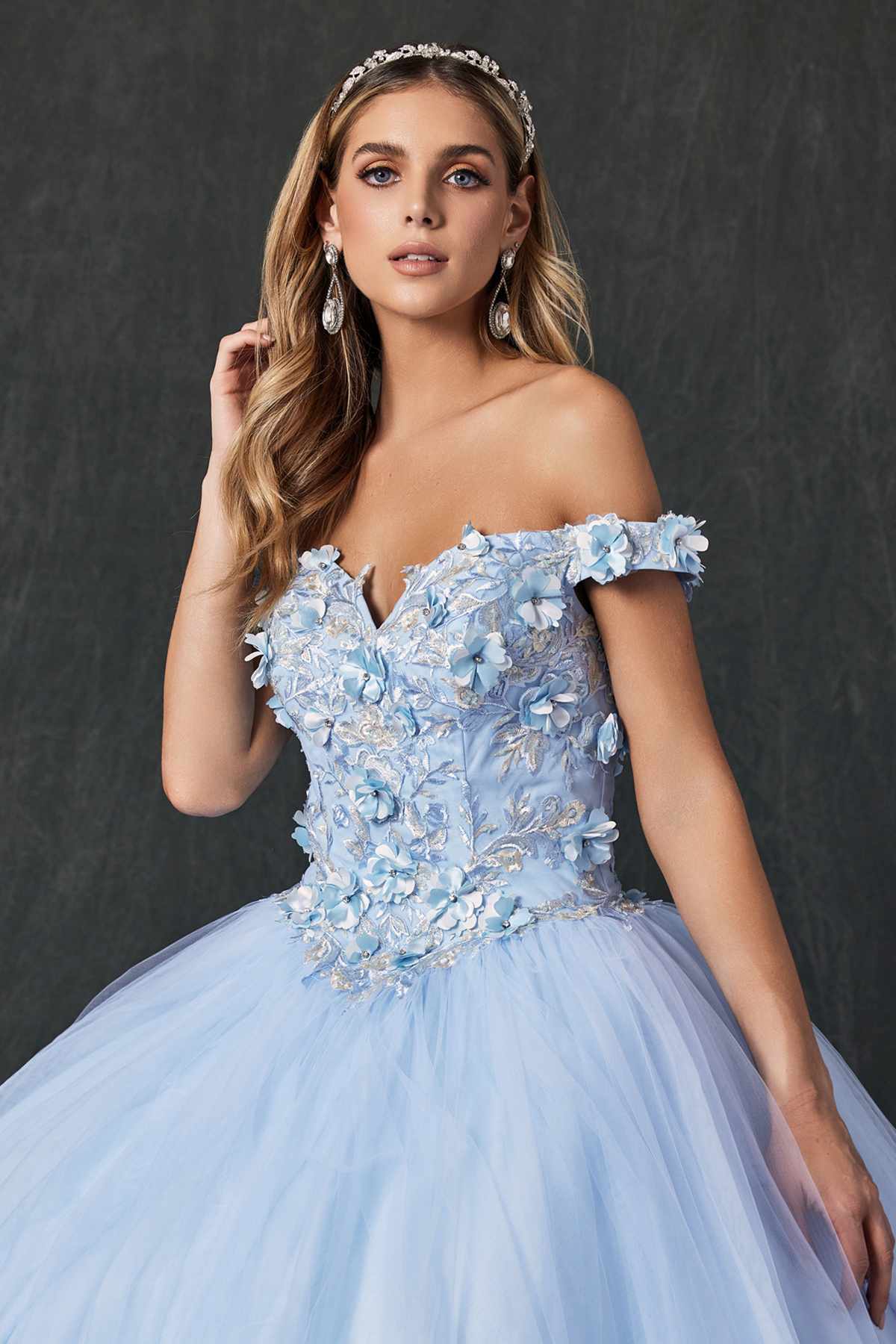 Juliet 1434 Dress Quinceanera Ball Gown 3D Floral Embroidered - Luzilly Bridal & Apparel