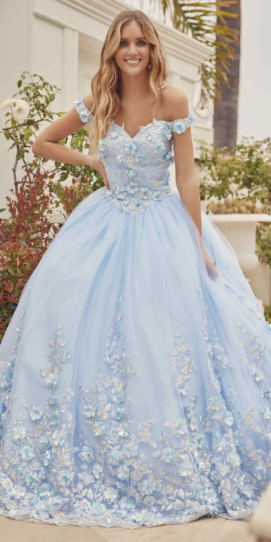 Juliet 1434 Dress Quinceanera Ball Gown 3D Floral Embroidered - Luzilly Bridal & Apparel