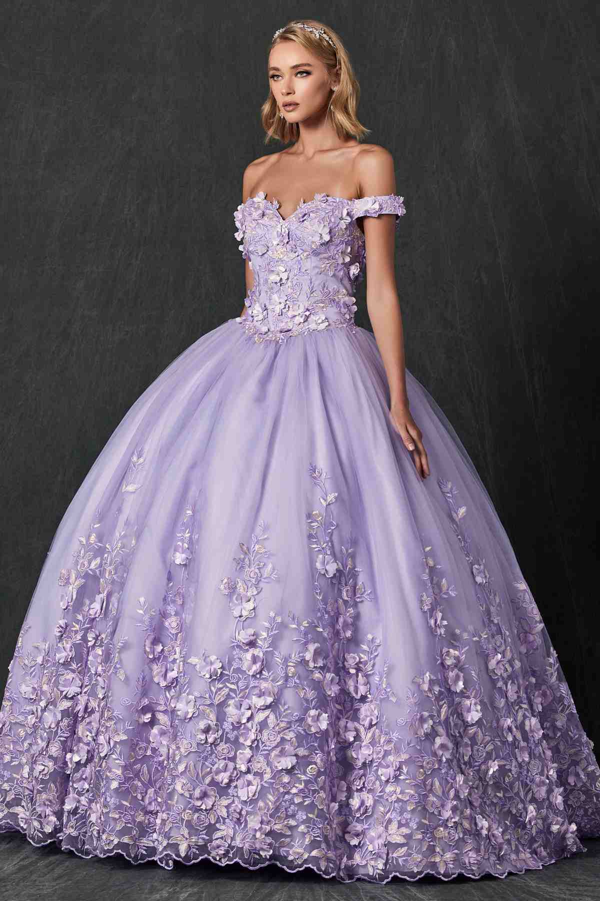 Juliet 1434 Dress Quinceanera Ball Gown 3D Floral Embroidered - Luzilly Bridal & Apparel