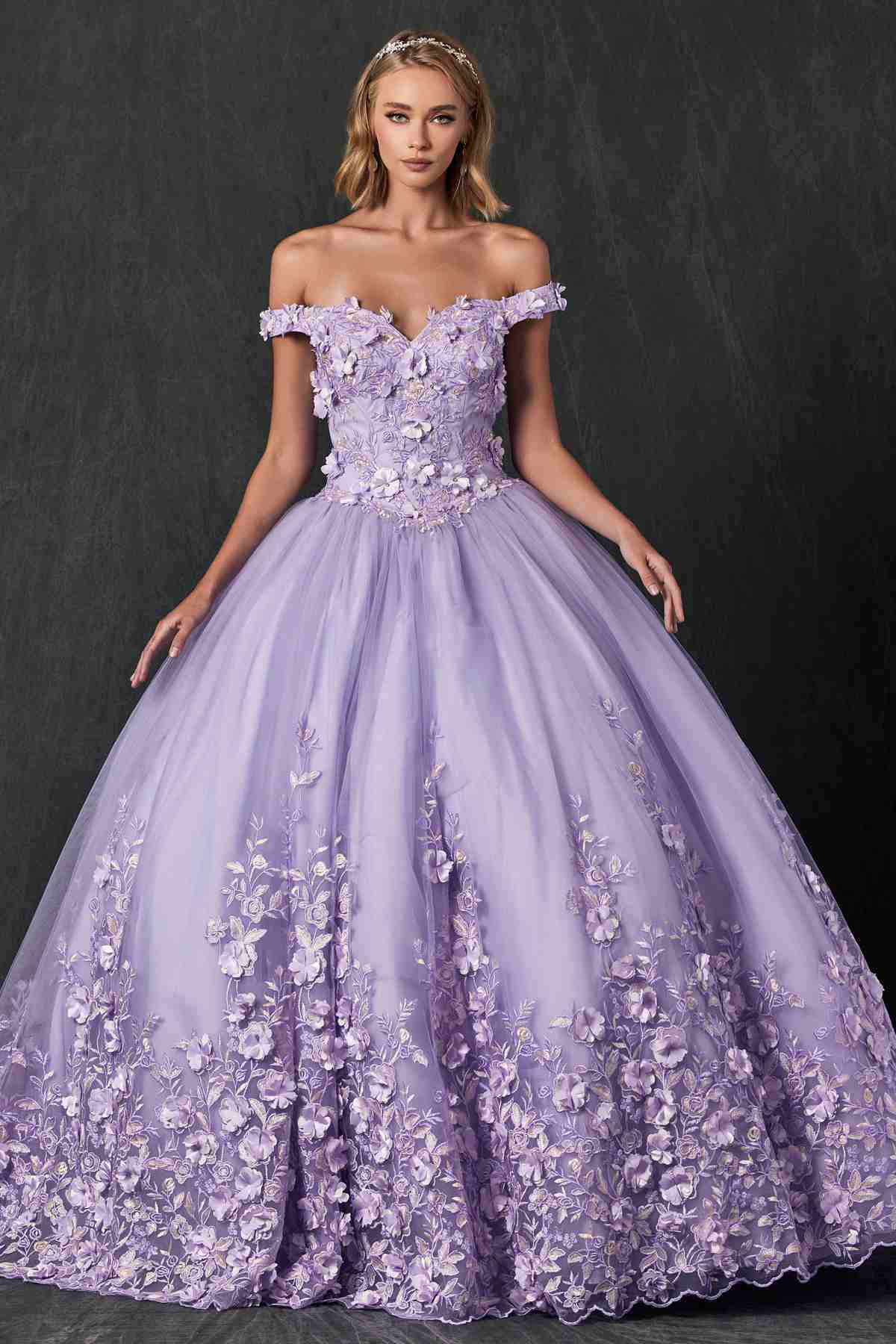 Juliet 1434 Dress Quinceanera Ball Gown 3D Floral Embroidered - Luzilly Bridal & Apparel