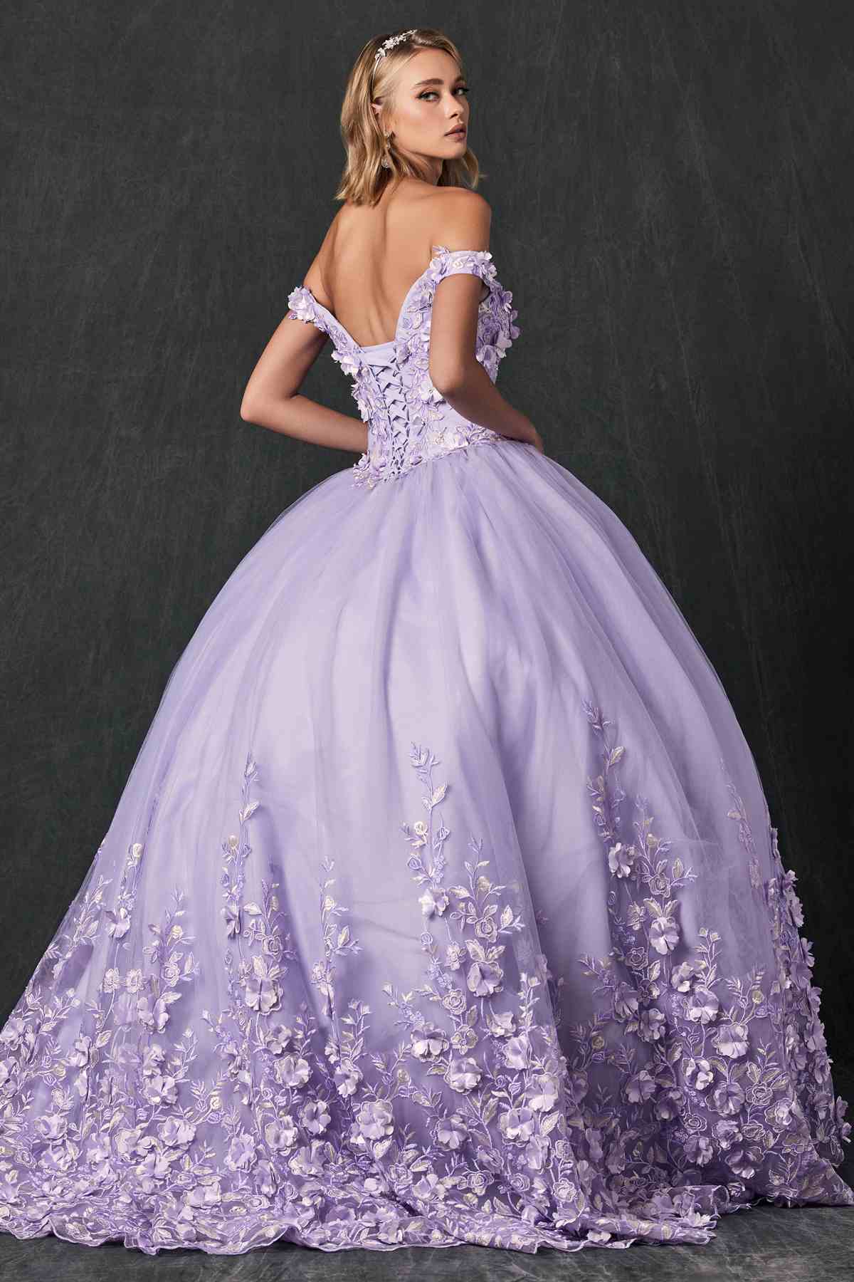 Juliet 1434 Dress Quinceanera Ball Gown 3D Floral Embroidered - Luzilly Bridal & Apparel
