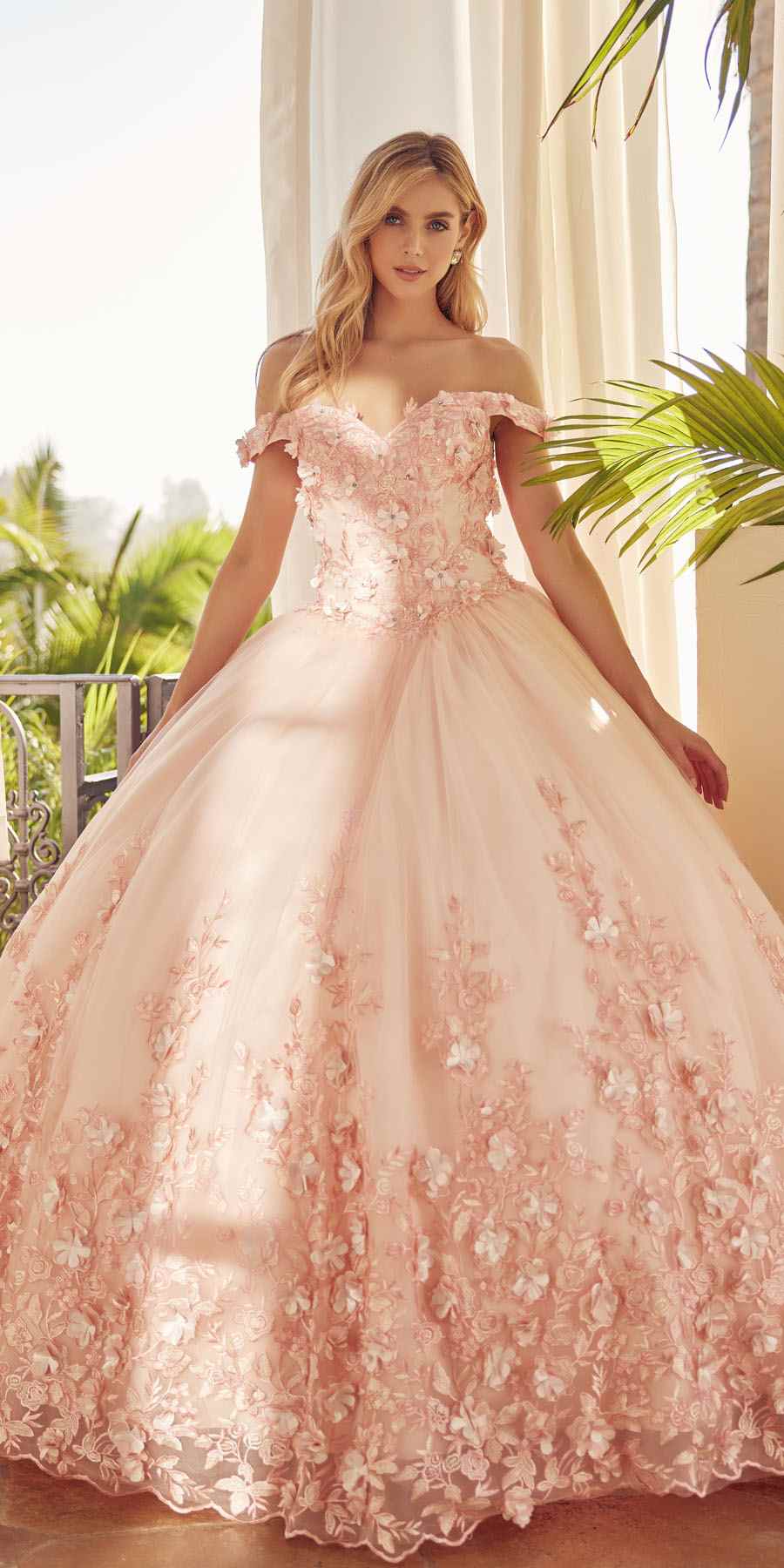 Juliet 1434 Dress Quinceanera Ball Gown 3D Floral Embroidered - Luzilly Bridal & Apparel