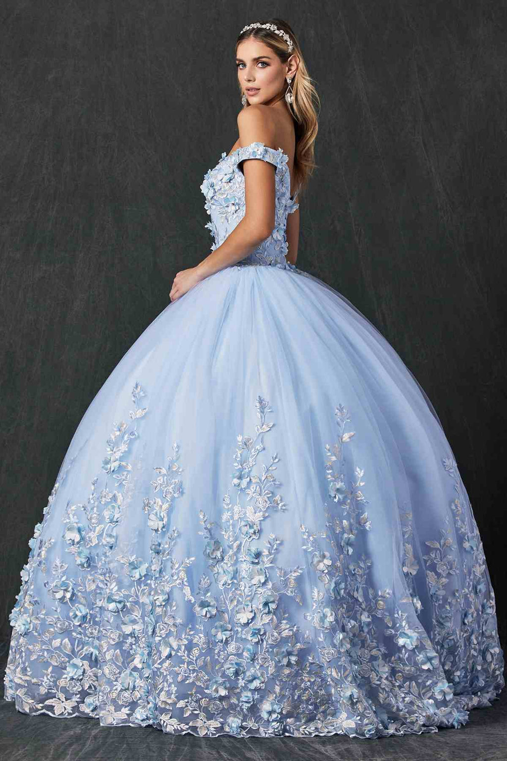 Juliet 1434 Dress Quinceanera Ball Gown 3D Floral Embroidered - Luzilly Bridal & Apparel
