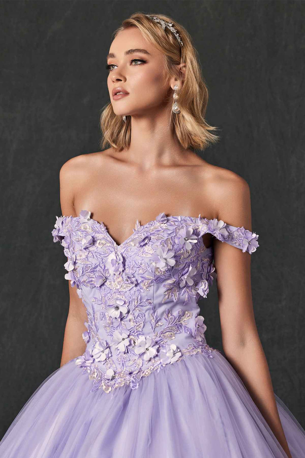 Juliet 1434 Dress Quinceanera Ball Gown 3D Floral Embroidered - Luzilly Bridal & Apparel