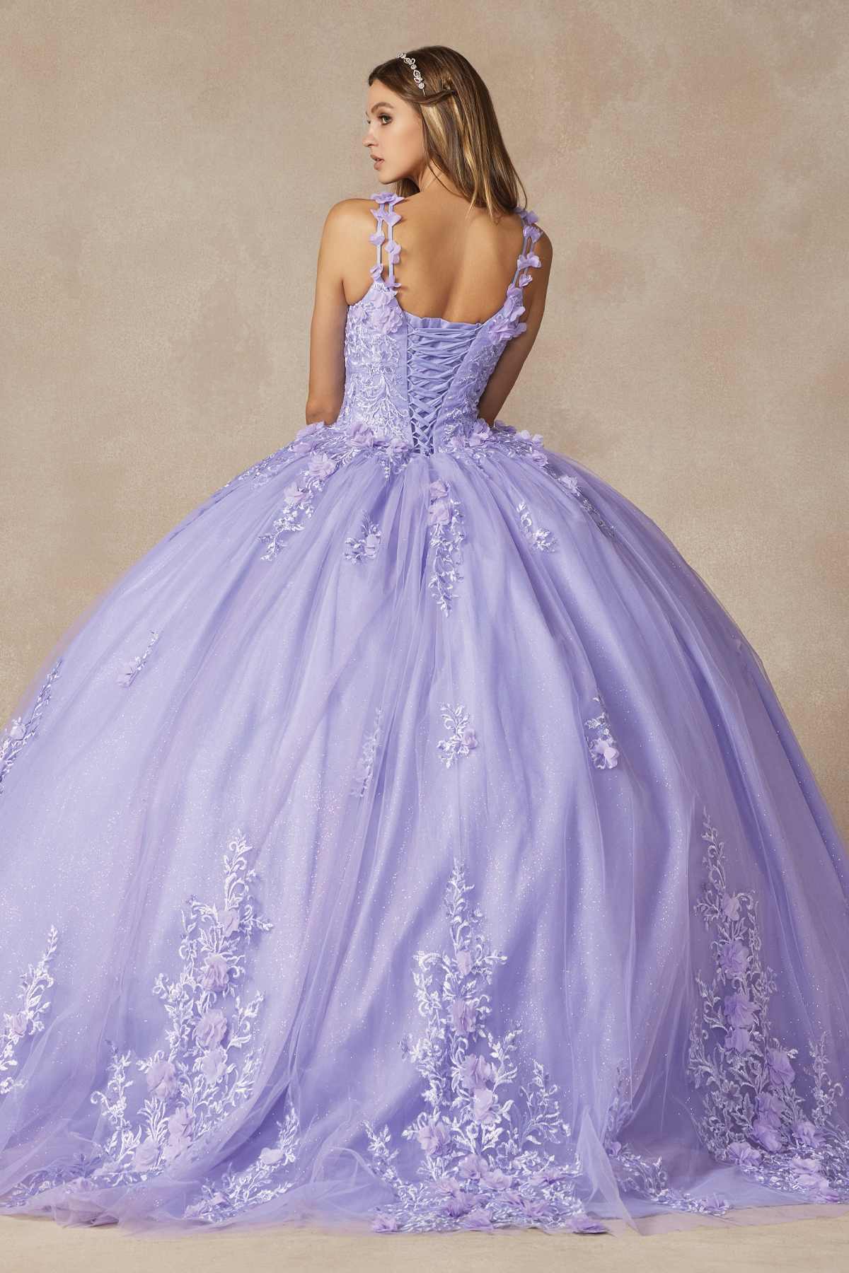 Juliet 1437 Floral Applique Quinceanera Ball Gown With 3D Flowers - Luzilly Bridal & Apparel