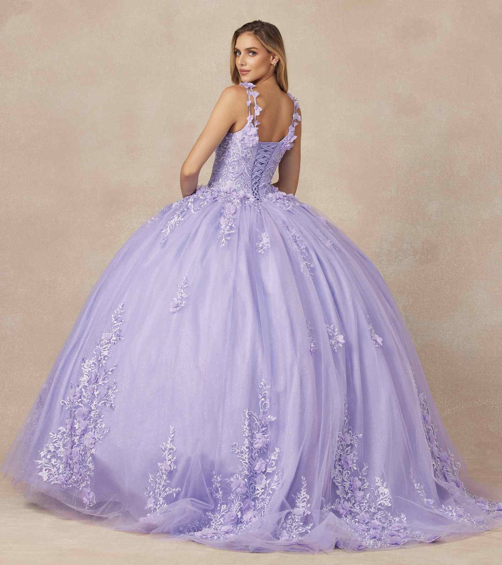 Juliet 1437 Floral Applique Quinceanera Ball Gown With 3D Flowers - Luzilly Bridal & Apparel