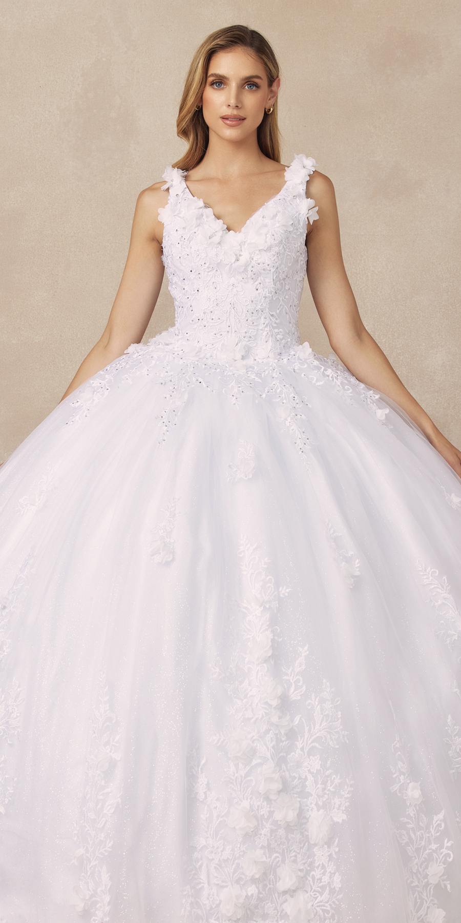 Juliet 1437 Floral Applique Quinceanera Ball Gown With 3D Flowers - Luzilly Bridal & Apparel