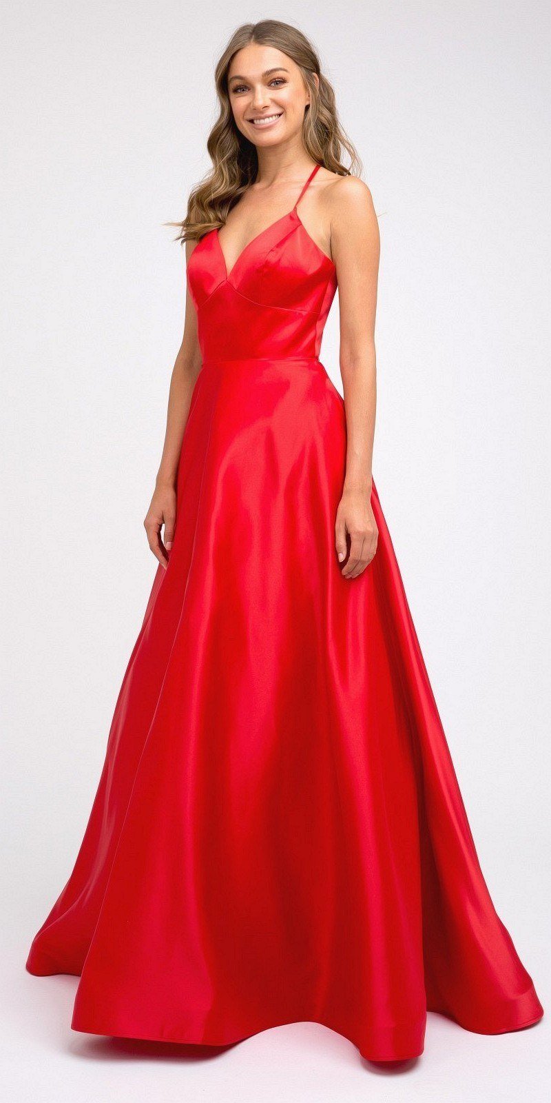 Juliet 230 Stylish Back Long A-Line Satin Prom Dress with Pockets - Luzilly Bridal & Apparel