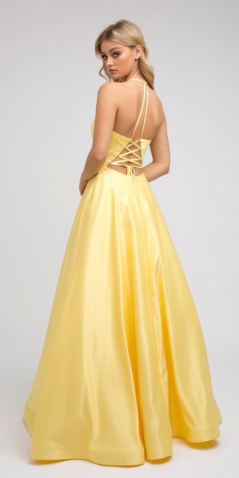 Juliet 230 Stylish Back Long A-Line Satin Prom Dress with Pockets - Luzilly Bridal & Apparel