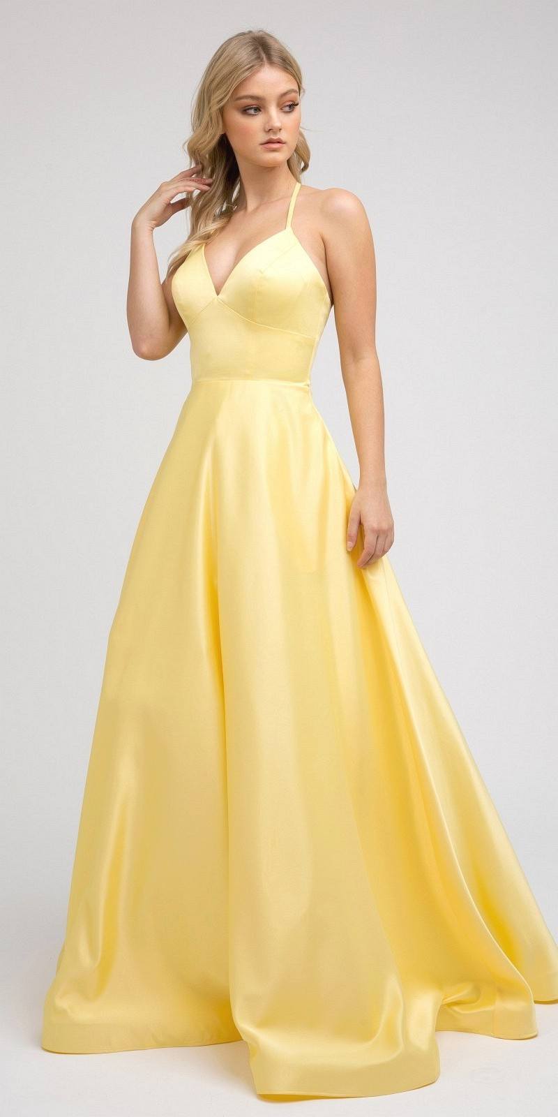 Juliet 230 Stylish Back Long A-Line Satin Prom Dress with Pockets - Luzilly Bridal & Apparel
