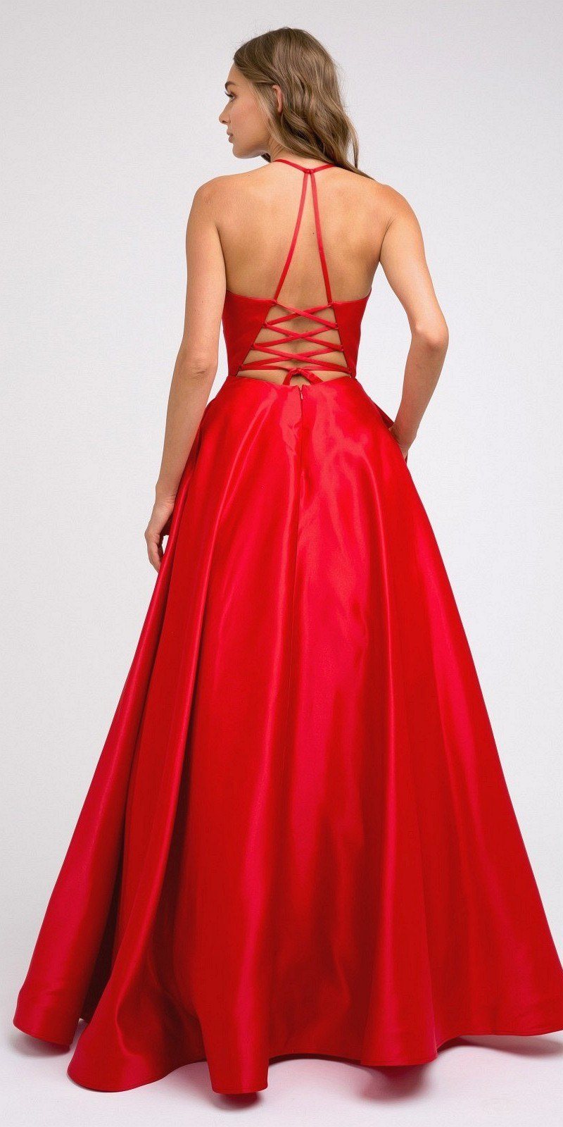 Juliet 230 Stylish Back Long A-Line Satin Prom Dress with Pockets - Luzilly Bridal & Apparel