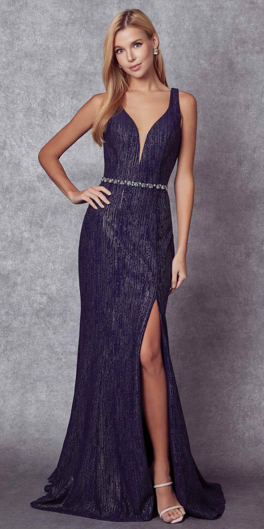Juliet 237 Strappy-Back Long Prom Dress with Slit - Luzilly Bridal & Apparel